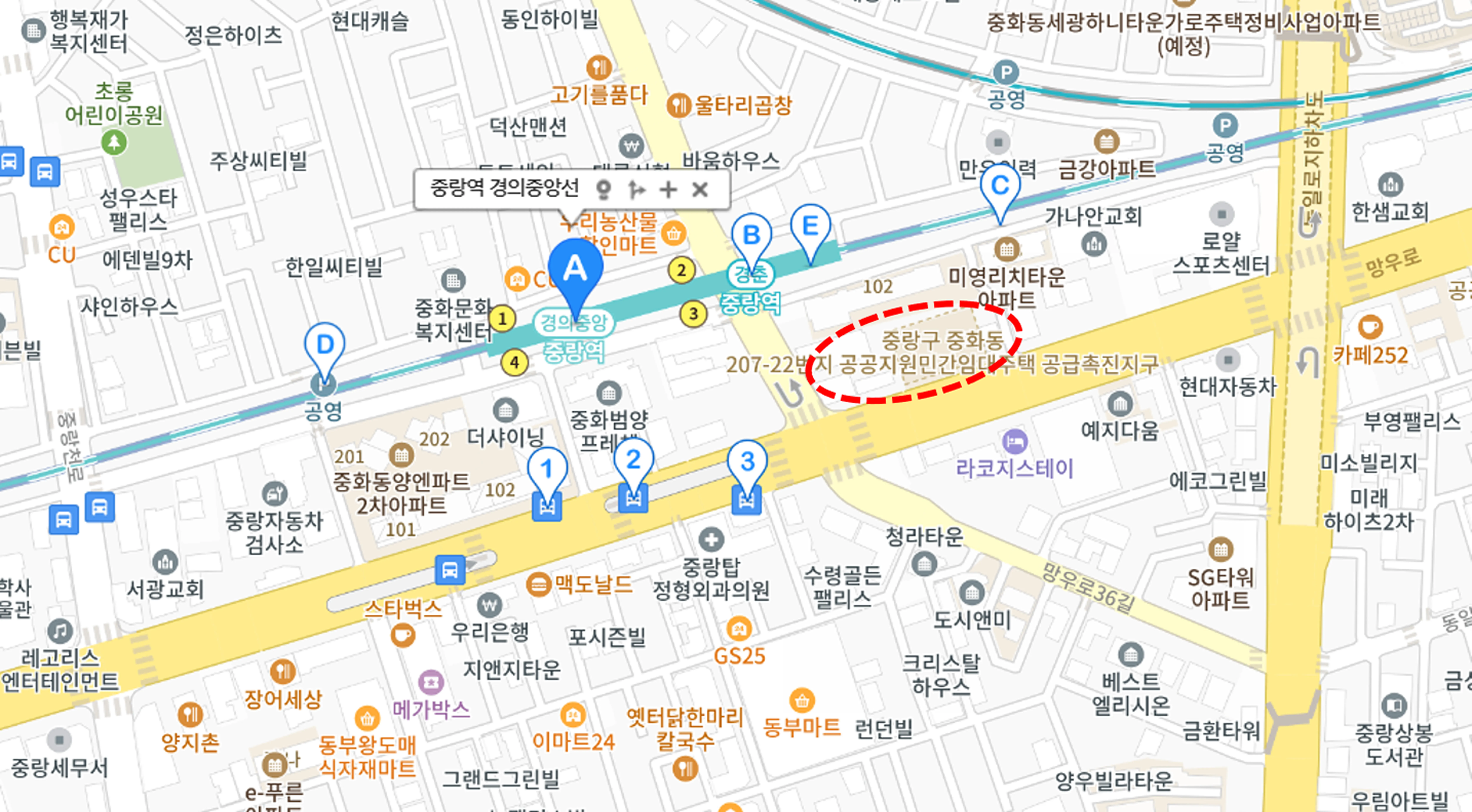 블루밍 센트로뷰 중랑역 상세 위치도